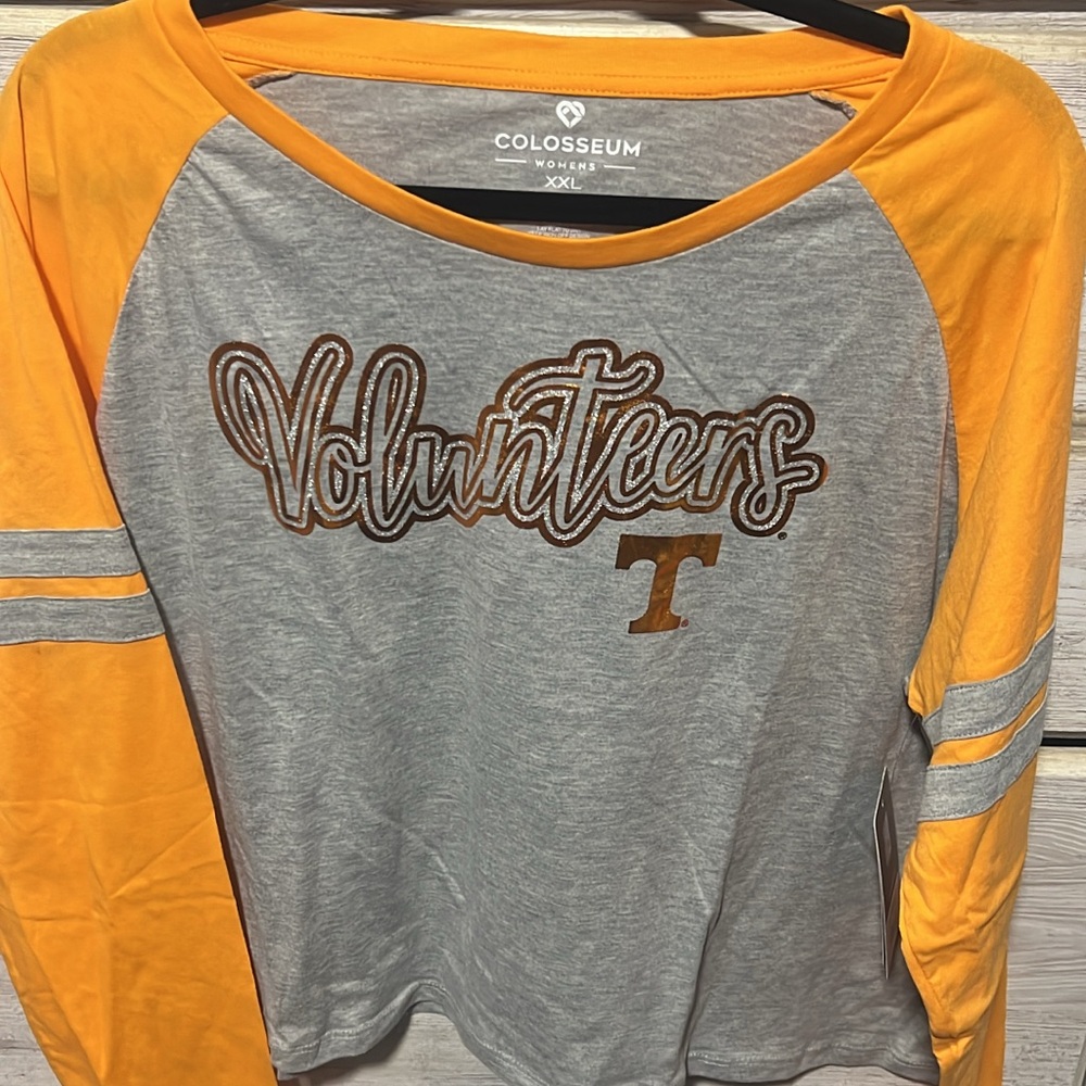 Colosseum Women's Gray and Orange Long Sleeve Tee